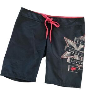 FOX womens board shorts swim boardshorts surf black red size 9